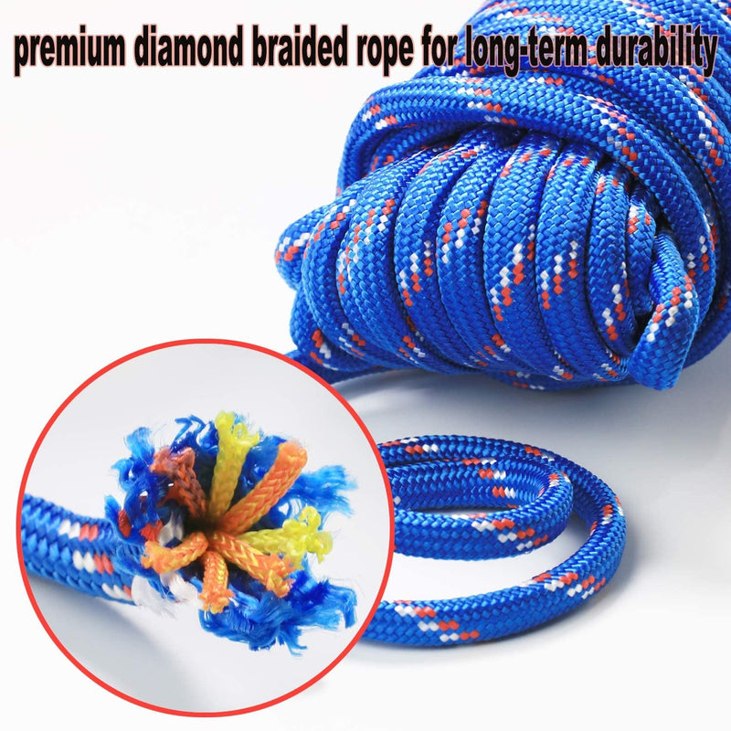Wellmax Diamond Braid Nylon Rope - 3/8 Inch by 50 Feet Blue Color - Extra  Strength, Sunlight and Weather Resistant - Heavy Duty Construction